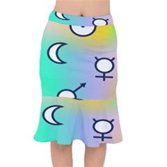 Illustrated Moon Circle Polka Dot Rainbow Mermaid Skirt by Mariart