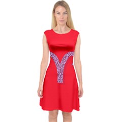 Illustrated Zodiac Red Star Purple Capsleeve Midi Dress by Mariart