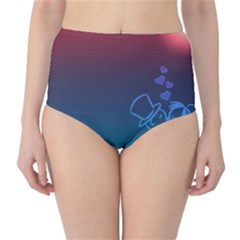 Love Valentine Kiss Purple Red Blue Romantic High-waist Bikini Bottoms by Mariart