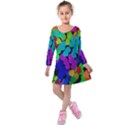 Colorful strokes on a black background           Kids  Long Sleeve Velvet Dress View1