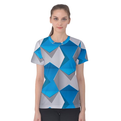 Blue White Grey Chevron Women s Cotton Tee by Mariart