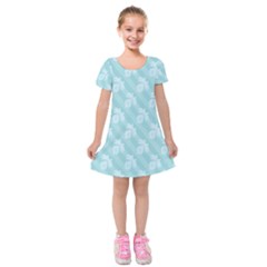 Christmas Day Ribbon Blue Kids  Short Sleeve Velvet Dress by Mariart