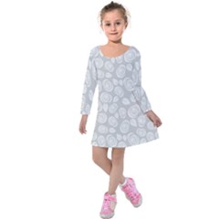 Floral Pattern Kids  Long Sleeve Velvet Dress by Valentinaart