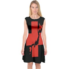 Sign Health Red Black Capsleeve Midi Dress by Mariart