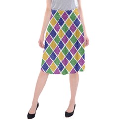 African Illutrations Plaid Color Rainbow Blue Green Yellow Purple White Line Chevron Wave Polkadot Midi Beach Skirt by Mariart