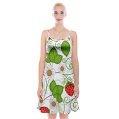 Strawberry Fruit Leaf Flower Floral Star Green Red White Spaghetti Strap Velvet Dress by Mariart