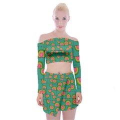 Tiled Circular Gradients Off Shoulder Top With Skirt Set by linceazul