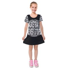 Basketball Never Stops Kids  Short Sleeve Velvet Dress by Valentinaart