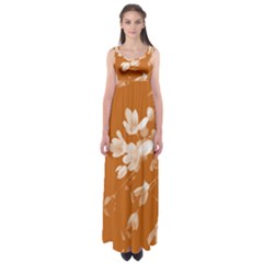 Autumn Crocus Orange Empire Waist Maxi Dress by DeneWestUK