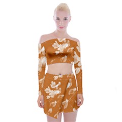 Autumn Crocus Orange Off Shoulder Top With Skirt Set by DeneWestUK