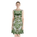 Marijuana Leaf Pattern Sleeveless Waist Tie Chiffon Dress View1