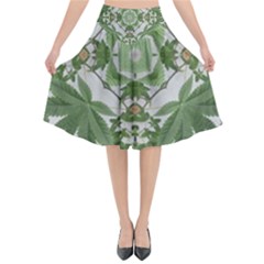 Marijuana Leaf Pattern Flared Midi Skirt by getstonedinstyle