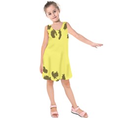 Banner Polkadot Yellow Grey Spot Kids  Sleeveless Dress by Mariart