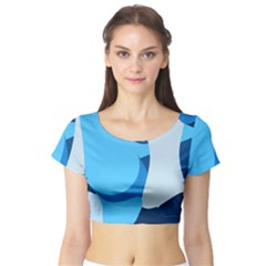 Blue Polka Short Sleeve Crop Top (tight Fit) by Mariart