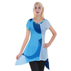 Blue Polka Short Sleeve Side Drop Tunic by Mariart