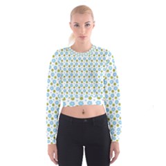 Blue Yellow Star Sunflower Flower Floral Cropped Sweatshirt by Mariart