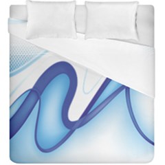 Glittering Abstract Lines Blue Wave Chefron Duvet Cover Double Side (king Size) by Mariart