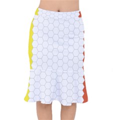 Hex Grid Plaid Green Yellow Blue Orange White Mermaid Skirt by Mariart