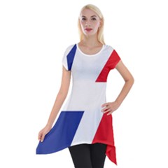 Three Colors Blue White Line Star Short Sleeve Side Drop Tunic by Mariart