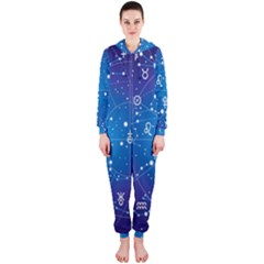 Astrology Illness Prediction Zodiac Star Hooded Jumpsuit (ladies)  by Mariart