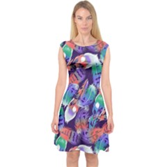 Bird Feathers Color Rainbow Animals Fly Capsleeve Midi Dress by Mariart