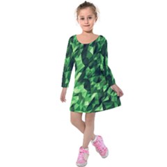 Green Attack Kids  Long Sleeve Velvet Dress by Nexatart