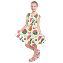 Fruits Pattern Kids  Short Sleeve Dress by Nexatart