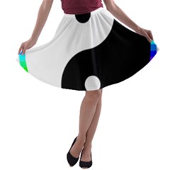 Rainbow Around Yinyang A-line Skater Skirt by Nexatart