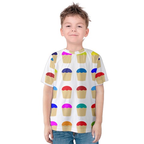 Colorful Cupcakes Pattern Kids  Cotton Tee by Nexatart