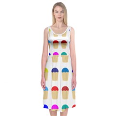 Colorful Cupcakes Pattern Midi Sleeveless Dress by Nexatart