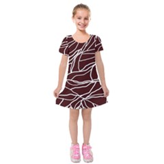 River System Line Brown White Wave Chevron Kids  Short Sleeve Velvet Dress by Mariart