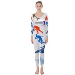 Sport Player Playing Long Sleeve Catsuit by Mariart