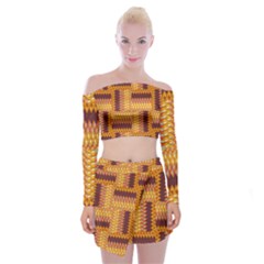 Geometric Pattern Off Shoulder Top With Skirt Set by linceazul