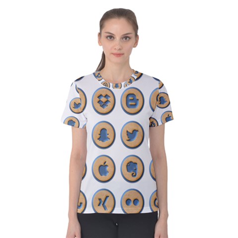 Social Media Icon Icons Social Women s Cotton Tee by Nexatart