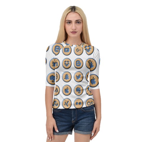 Social Media Icon Icons Social Quarter Sleeve Tee by Nexatart