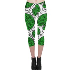 Leaf Green Capri Leggings  by Mariart