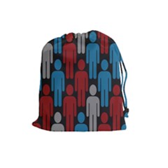 Human Man People Red Blue Grey Black Drawstring Pouches (large)  by Mariart