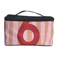 Number 6 Line Vertical Red Pink Wave Chevron Cosmetic Storage Case by Mariart