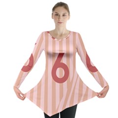 Number 6 Line Vertical Red Pink Wave Chevron Long Sleeve Tunic  by Mariart