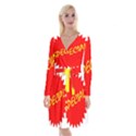 Special Sale Spot Red Yellow Polka Long Sleeve Velvet Front Wrap Dress View1