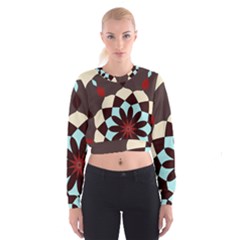 Red And Black Flower Pattern Cropped Sweatshirt by digitaldivadesigns