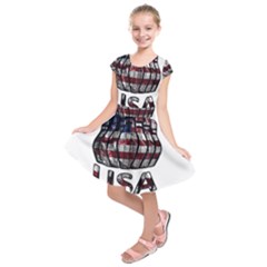 Usa Bowling  Kids  Short Sleeve Dress by Valentinaart