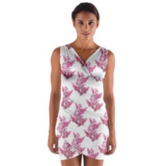 Colorful Cute Floral Design Pattern Wrap Front Bodycon Dress by dflcprintsclothing