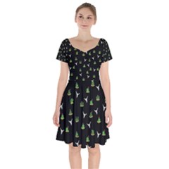 Cactus Pattern Short Sleeve Bardot Dress by Valentinaart