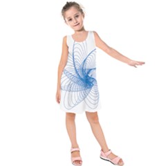 Spirograph Pattern Drawing Design Blue Kids  Sleeveless Dress by Nexatart