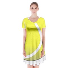 Tennis Ball Ball Sport Fitness Short Sleeve V-neck Flare Dress by Nexatart