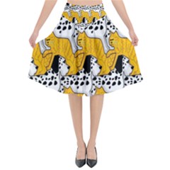 Animals Cat Dog Dalmation Flared Midi Skirt by Mariart