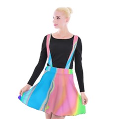 Aurora Color Rainbow Space Blue Sky Purple Yellow Green Pink Suspender Skater Skirt by Mariart