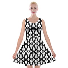 Dark Horse Playing Card Black White Velvet Skater Dress by Mariart