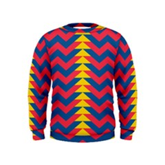 Lllustration Geometric Red Blue Yellow Chevron Wave Line Kids  Sweatshirt by Mariart